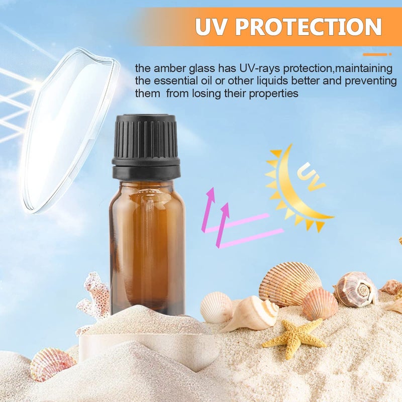 BOSMIOW 10 ml(1/3 oz) Sample Glass Bottles For Essential Oils 20 Pcs Empty Glass Dropper Vials With Orifice Reducers For DIY Perfume Aromatherapy Fragrance Cosmetic Oils (amber) - Image 4