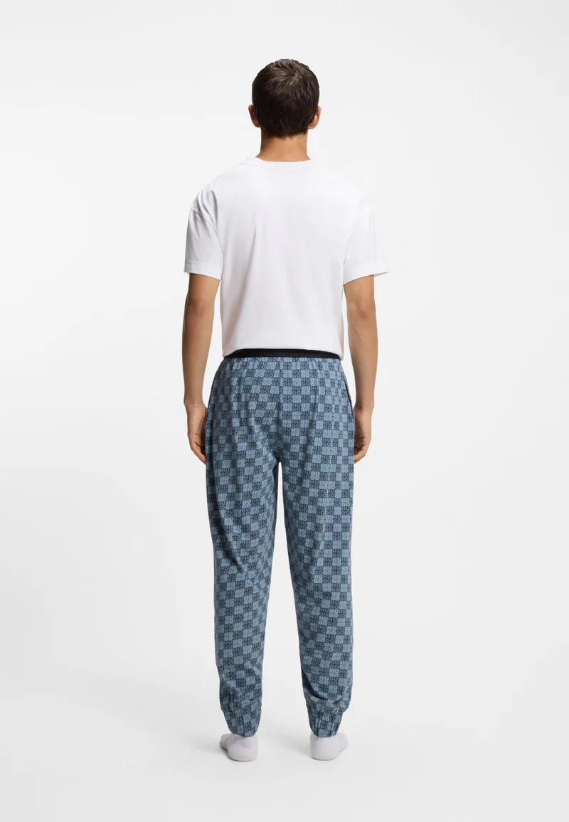 HUGO Stretch-cotton pyjama bottoms with stacked-logo print