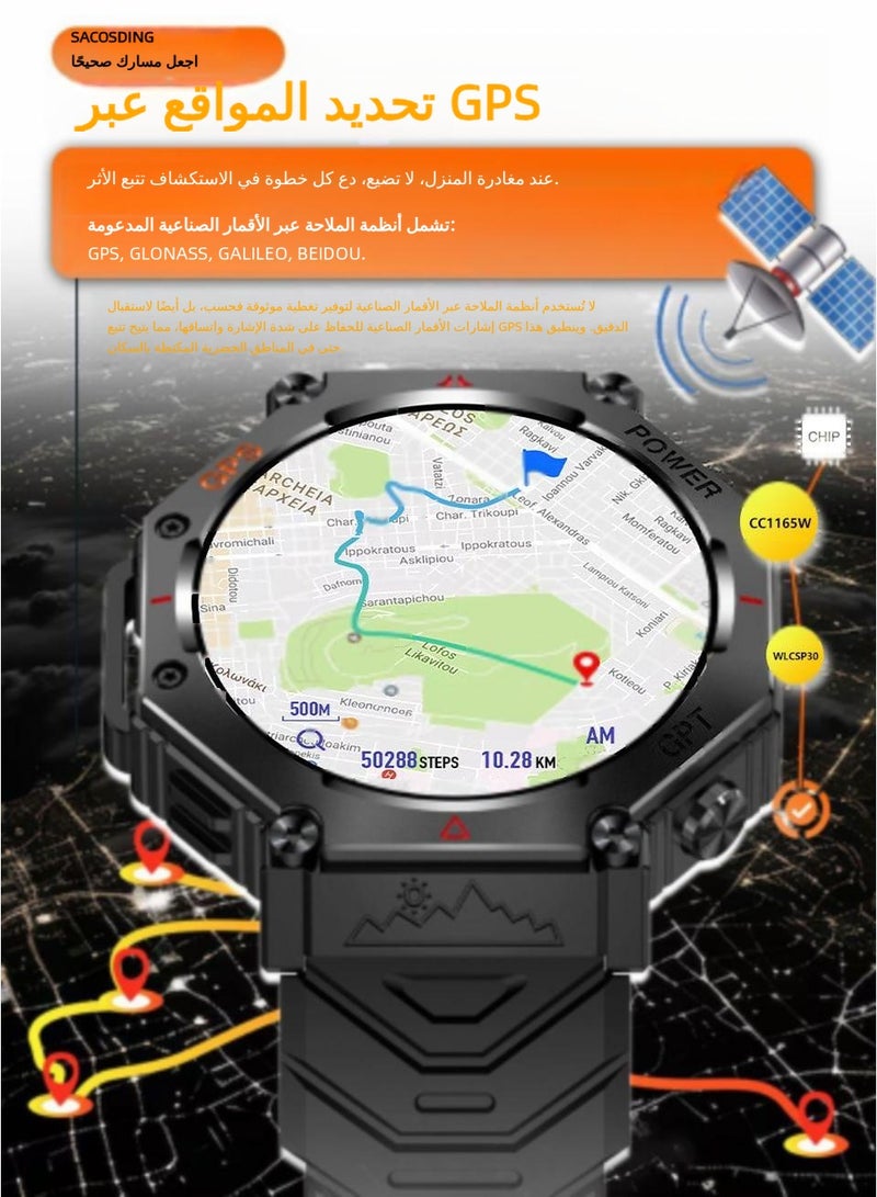 ساعة ذكية  بشاشة AMOLED مقاس 1.39 بوصة مع نظام تحديد المواقع العالمي1.39"AMOLED Smartwatch for Men women with GPS, Compass ,Bluetooth Calling,Flashlight, AI Voice Assistant, 107 Sport Modes, 3ATM Waterproof, Fashionable D (GPS) ومكالمات بلوتوث ومساعد صوتي بالذكاء الاصطناعي لنظامي Android/iOS - Image 3