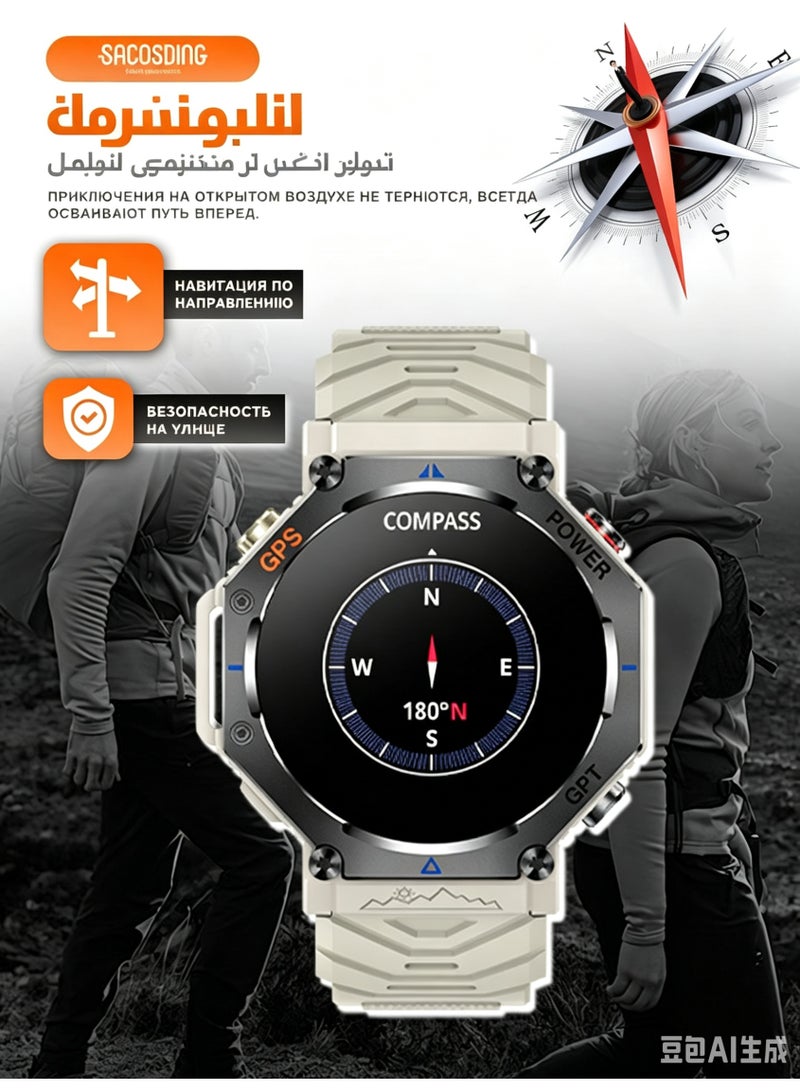 ساعة ذكية  بشاشة AMOLED مقاس 1.39 بوصة مع نظام تحديد المواقع العالمي1.39"AMOLED Smartwatch for Men women with GPS, Compass ,Bluetooth Calling,Flashlight, AI Voice Assistant, 107 Sport Modes, 3ATM Waterproof, Fashionable D (GPS) ومكالمات بلوتوث ومساعد صوتي بالذكاء الاصطناعي لنظامي Android/iOS - Image 4