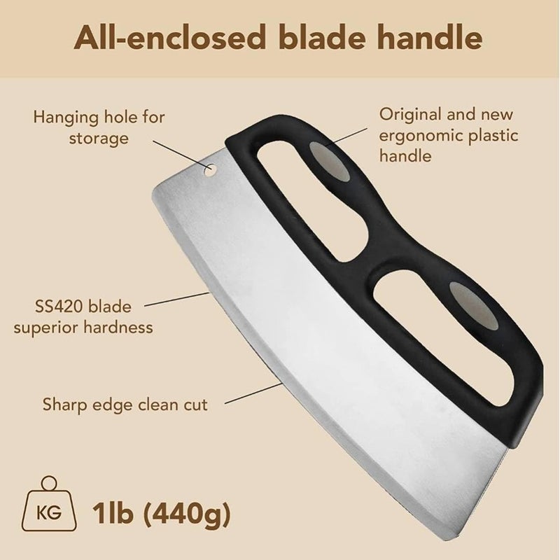 GION Stainless Steel Pizza Cutter Non Slip Ergonomic Handle Pizza Slicer Rocker with Protective Cover Kitchen Pizza Slicer for Cutting Pizza Vegetables Bread Cheese Meat 1Pcs - Image 3