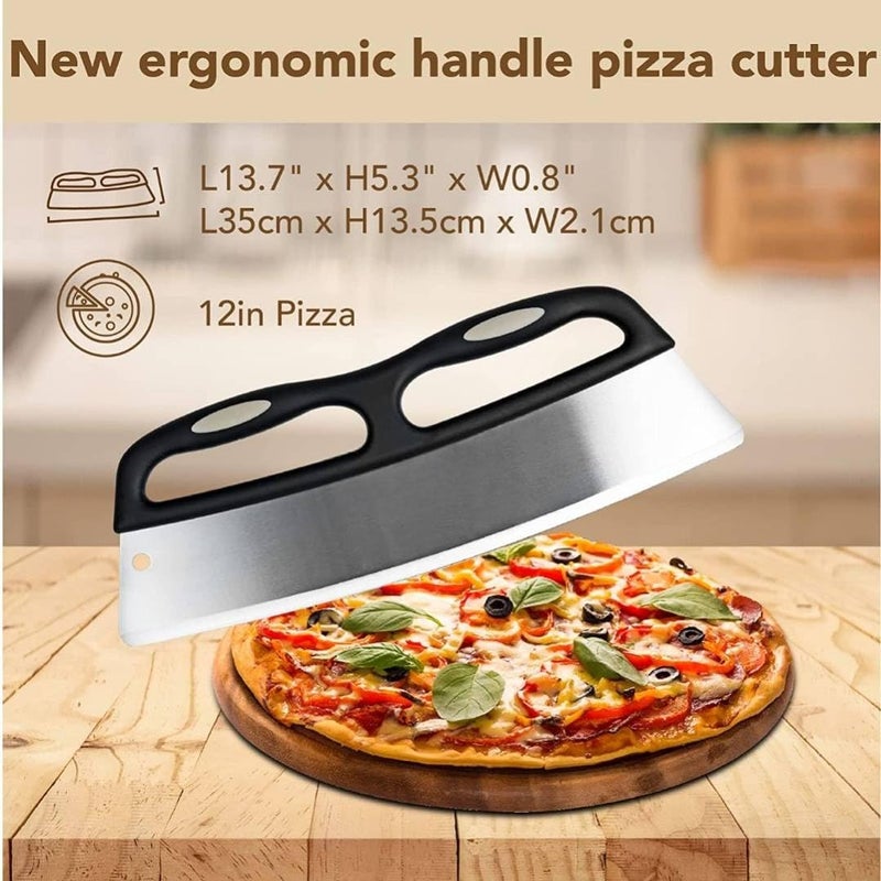 GION Stainless Steel Pizza Cutter Non Slip Ergonomic Handle Pizza Slicer Rocker with Protective Cover Kitchen Pizza Slicer for Cutting Pizza Vegetables Bread Cheese Meat 1Pcs - Image 4