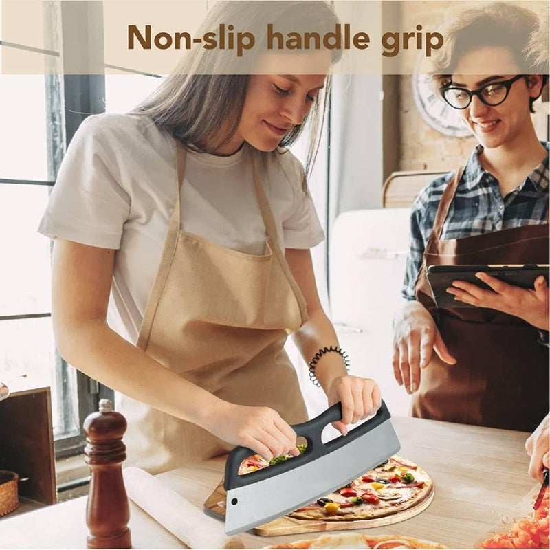 GION Stainless Steel Pizza Cutter Non Slip Ergonomic Handle Pizza Slicer Rocker with Protective Cover Kitchen Pizza Slicer for Cutting Pizza Vegetables Bread Cheese Meat 1Pcs - Image 5