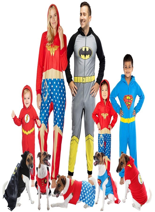 INTIMO DC Comics Justice League Superhero Matching Family Pajamas Union Suit (Dogs or Cats, Superman, Medium) - Image 1