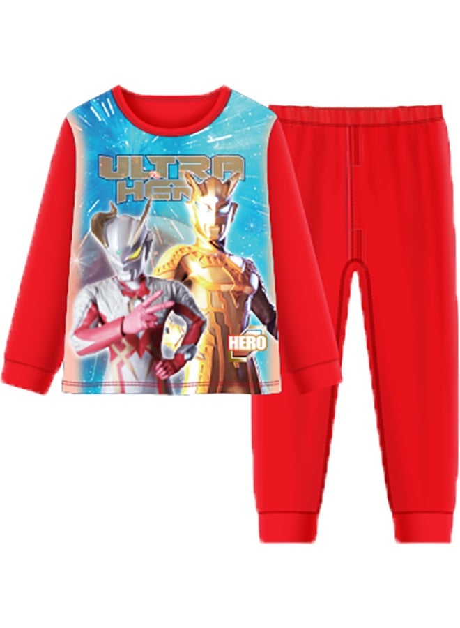 Ultraman Children's Underwear Set, Boys' Autumn Clothes And Pants, Baby Pajamas, Autumn And Winter Loungewear, Ahm96115, Navy Blue, 150cm - Image 4