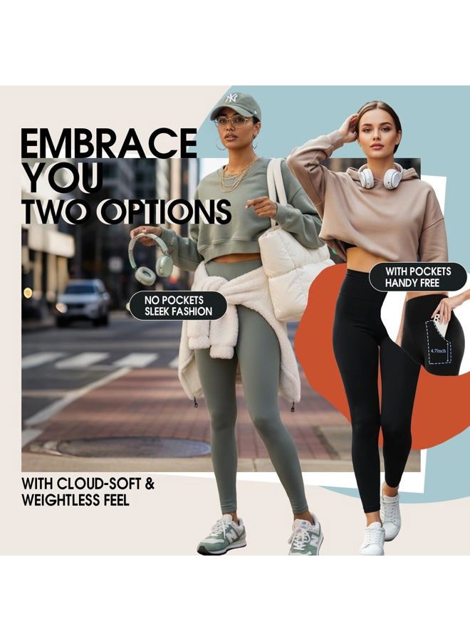 MoreFeel 4 Pack High Waisted Leggings for Women-Tummy Control Athletic Womens Running Cycling Yoga Workout Pants, 4 Pack Black, Large-X-Large - Image 4
