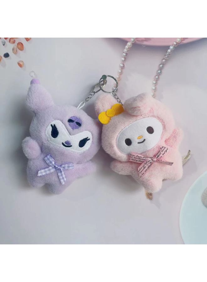 Cute Explosions Kulomi Plush Doll 4 Inch Clamp Doll Doll Cartoon Row Bag Pendant-Specifications:Purple 12cm  - Image 3