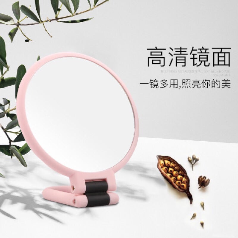 Double-sided desktop makeup mirror magnifying mirror princess mirror portable folding hand-held hand-held handle mirror portable mirror white 15 times magnification - Image 2