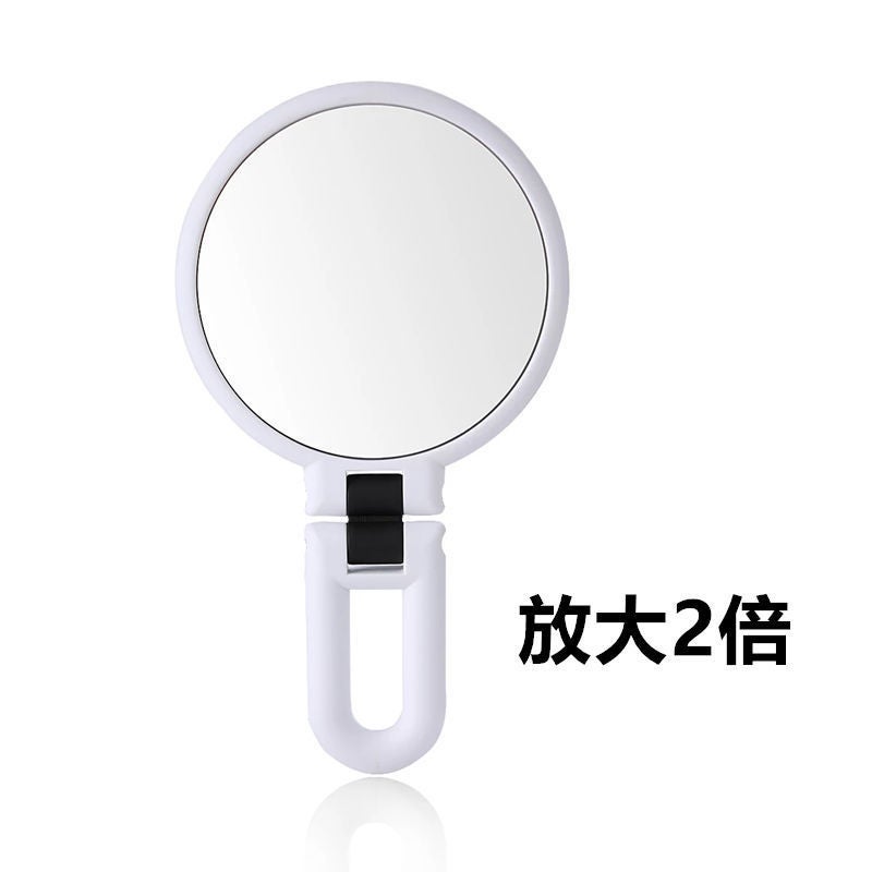 Double-sided desktop makeup mirror magnifying mirror princess mirror portable folding hand-held hand-held handle mirror portable mirror white 15 times magnification - Image 1