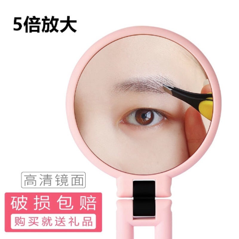 Double-sided desktop makeup mirror magnifying mirror princess mirror portable folding hand-held hand-held handle mirror portable mirror white 15 times magnification - Image 3
