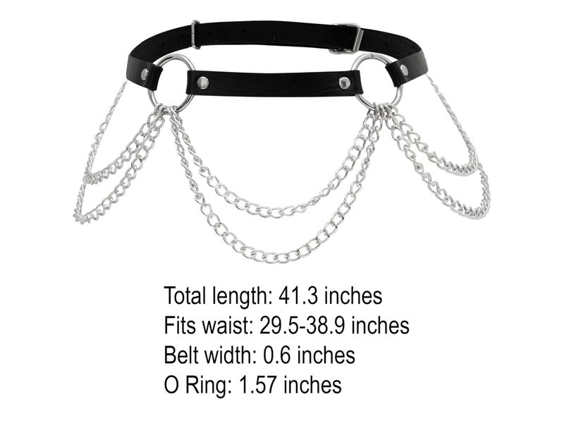 Sacina Black PU leather Belt, Emo Punk Grunge Gothic Belt, Goth Accessories, Punk Accessories, Waist Chain - Image 5