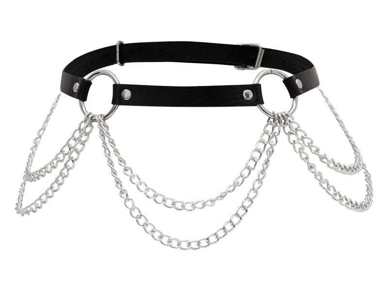 Sacina Black PU leather Belt, Emo Punk Grunge Gothic Belt, Goth Accessories, Punk Accessories, Waist Chain - Image 1
