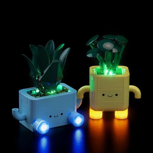 BrickBling إضاءة BrickBling متوافقة مع Lego Happy Plants 10349 أضئ مجموعة النباتات الخاصة بك النسخة المحدثة استبعاد نموذج النباتات - Image 1