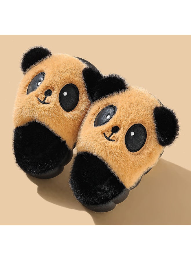 Winter Children's Cotton Slippers Boys Girls Warm Fleece Plush Cute Toddler Baby Home Panda Cotton Slippers - Image 1