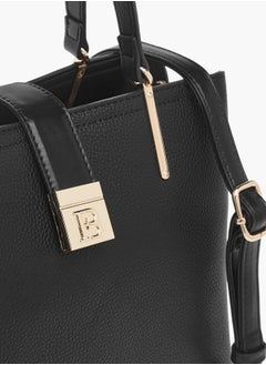 Flora Bella By Shoexpress Womens Textured Tote Bag With Snap Button Closure And Detachable Strap  - Image 4