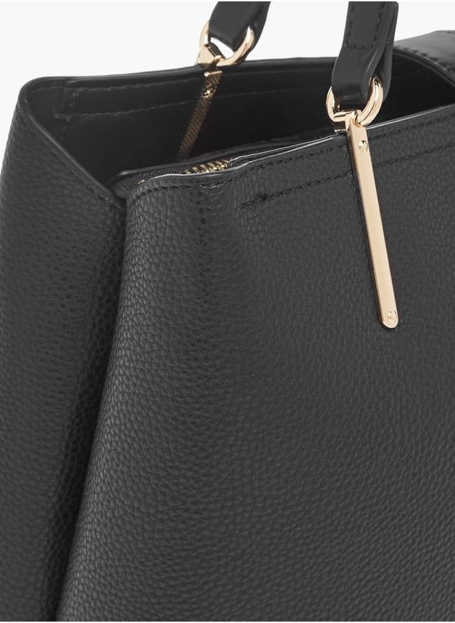 Flora Bella By Shoexpress - Womens Textured Tote Bag With Snap Button Closure And Detachable Strap - Image 1