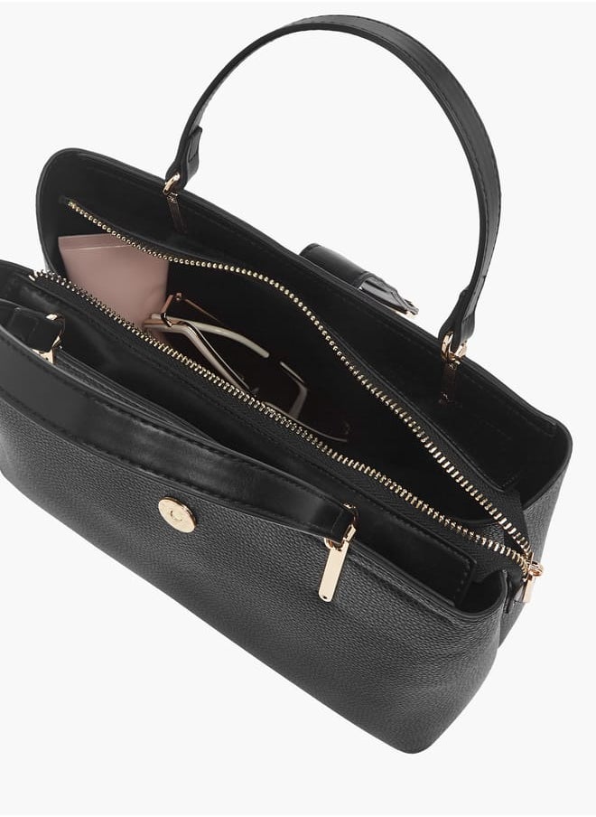 Flora Bella By Shoexpress - Womens Textured Tote Bag With Snap Button Closure And Detachable Strap - Image 1