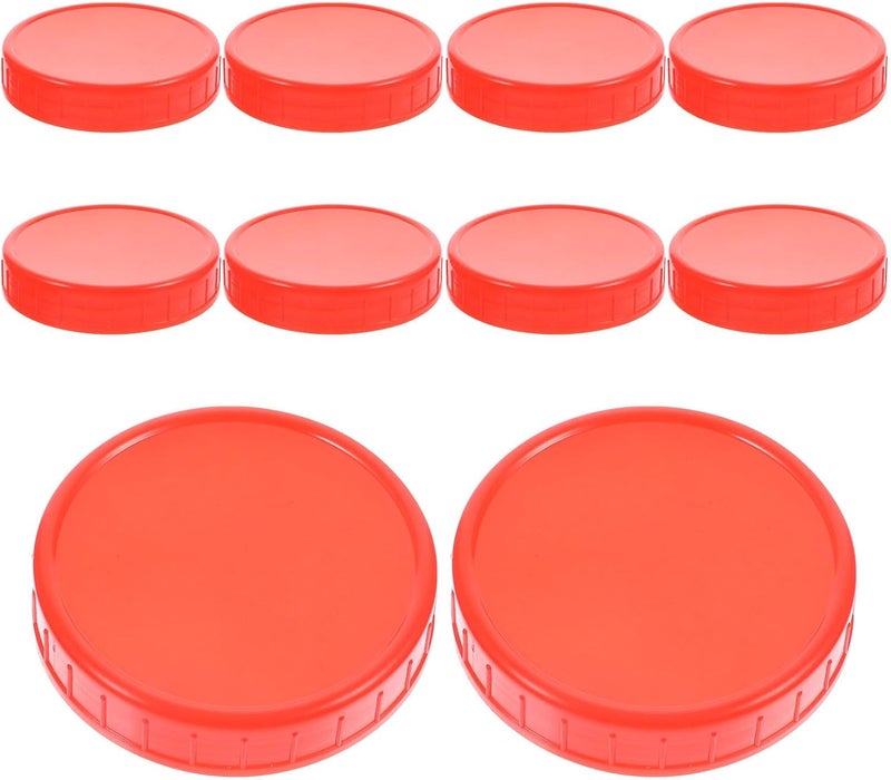 VICASKY 10pcs Wide Mouth Jar Lids 86mm Red Sealed Plastic Bottle Covers Food Storage Caps for Canning and Kitchen Use - Image 1
