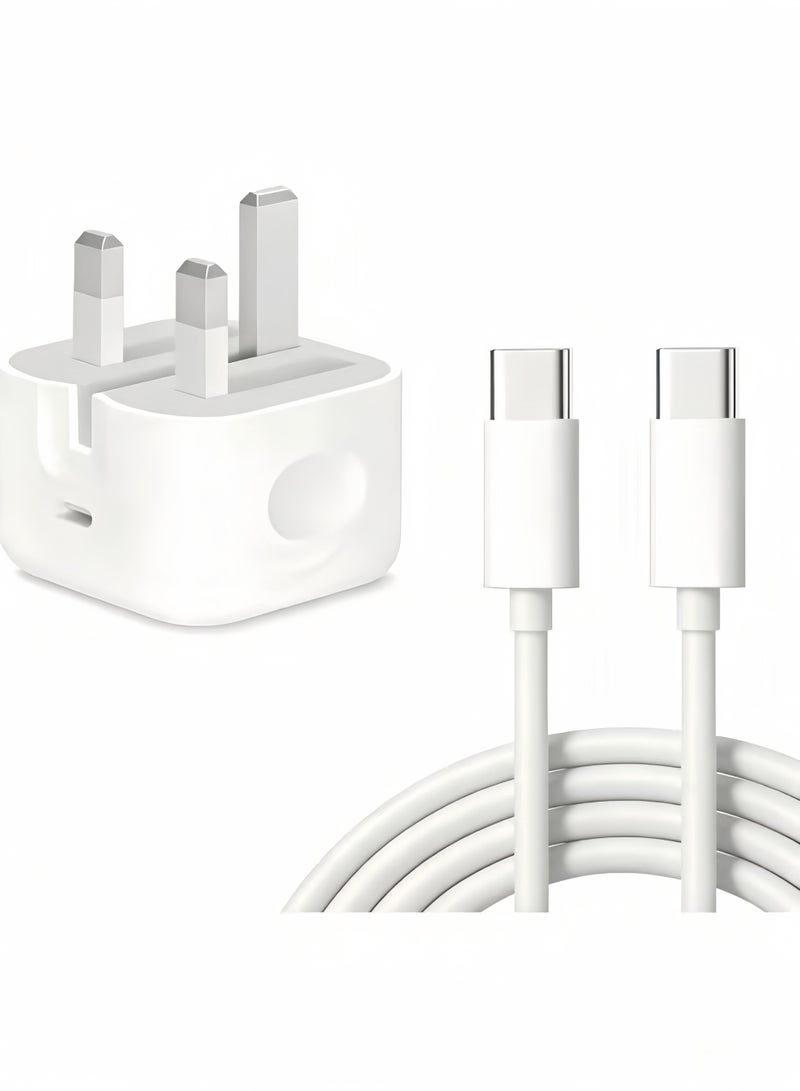 سباركسبروت شاحن حائط سريع بقدرة 35 واط لآيفون | شاحن حائط USB-C سريع مع كابل شحن نوع C إلى C بطول 1 متر، متوافق مع آيفون 17/16/15/Pro Max/Pro/Plus وجميع الهواتف المحمولة ذات منفذ نوع C - Image 1