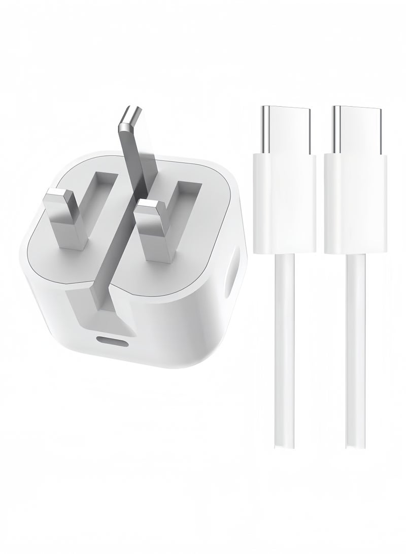 سباركسبروت شاحن حائط سريع بقدرة 35 واط لآيفون | شاحن حائط USB-C سريع مع كابل شحن نوع C إلى C بطول 1 متر، متوافق مع آيفون 17/16/15/Pro Max/Pro/Plus وجميع الهواتف المحمولة ذات منفذ نوع C - Image 2