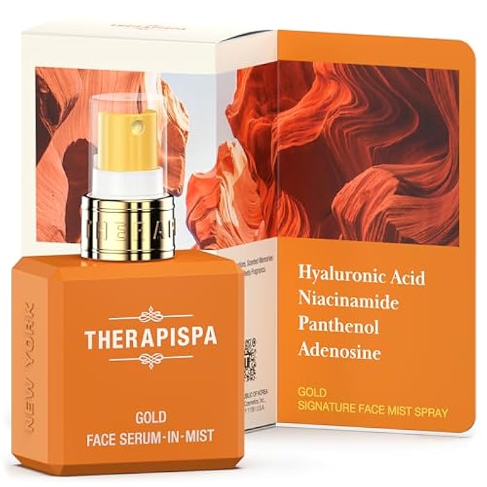 THERAPISPA Face Serum-In-Mist – Hydrating Face Mist & Spray Serum with Niacinamide, Panthenol & Hyaluronic Acid for Firming, Radiant Glow & Youthful Skin (Gold, 2.0 fl oz) - Image 1
