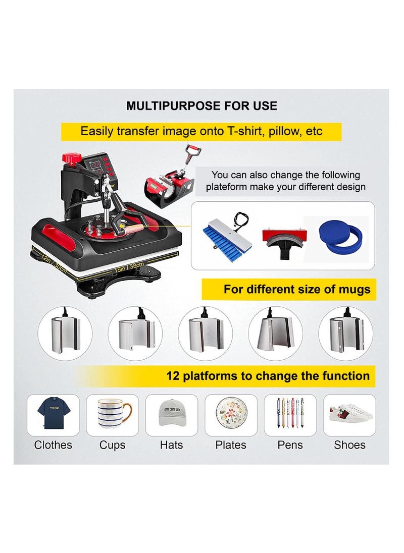 IMPRESOMATIC - 11-in-1 Heat Press Machine-Multifunction Heat Transfer Sublimation Swing Away Machine With 360° Rotation For T-Shirts,Mugs,Hats,Plates With Heat Resistant Gloves - Image 1