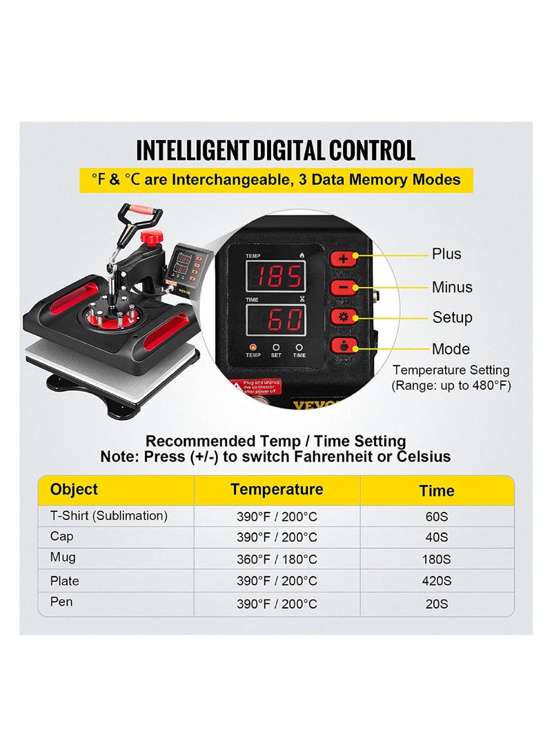 IMPRESOMATIC - 11-in-1 Heat Press Machine-Multifunction Heat Transfer Sublimation Swing Away Machine With 360° Rotation For T-Shirts,Mugs,Hats,Plates With Heat Resistant Gloves - Image 1