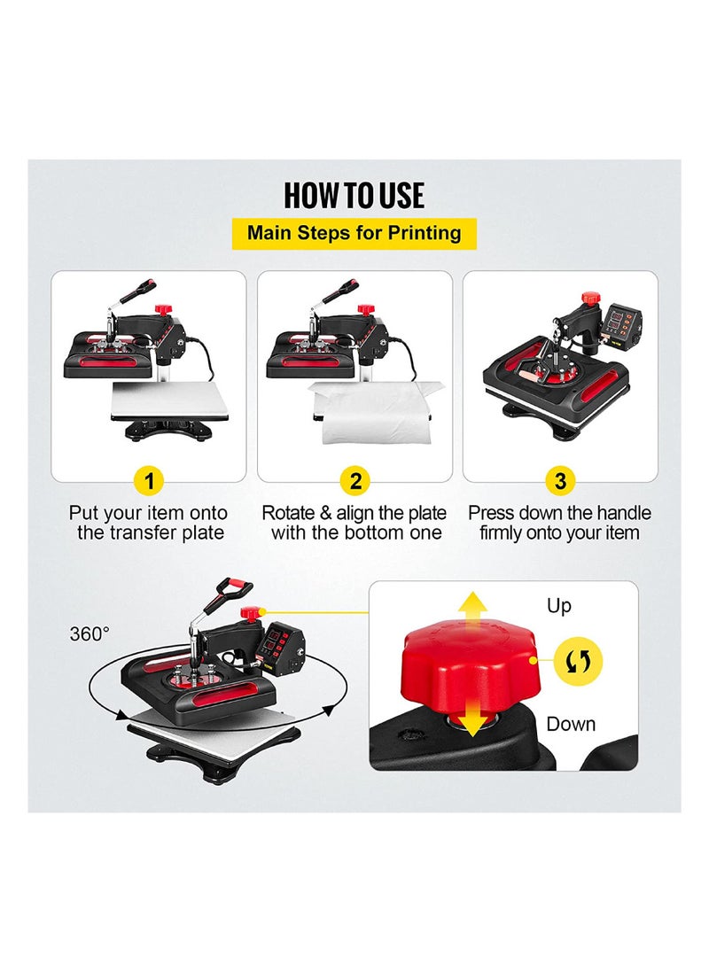 IMPRESOMATIC - 11-in-1 Heat Press Machine-Multifunction Heat Transfer Sublimation Swing Away Machine With 360° Rotation For T-Shirts,Mugs,Hats,Plates With Heat Resistant Gloves - Image 1