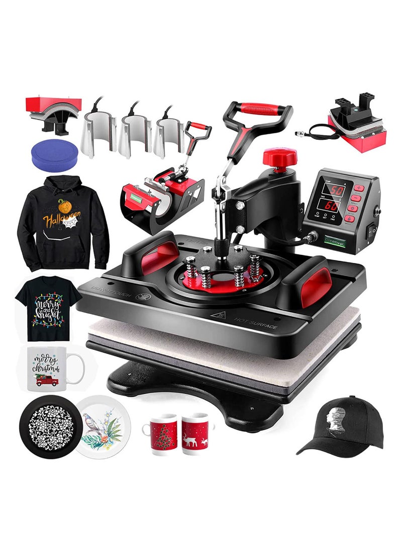 IMPRESOMATIC - 11-in-1 Heat Press Machine-Multifunction Heat Transfer Sublimation Swing Away Machine With 360° Rotation For T-Shirts,Mugs,Hats,Plates With Heat Resistant Gloves - Image 1