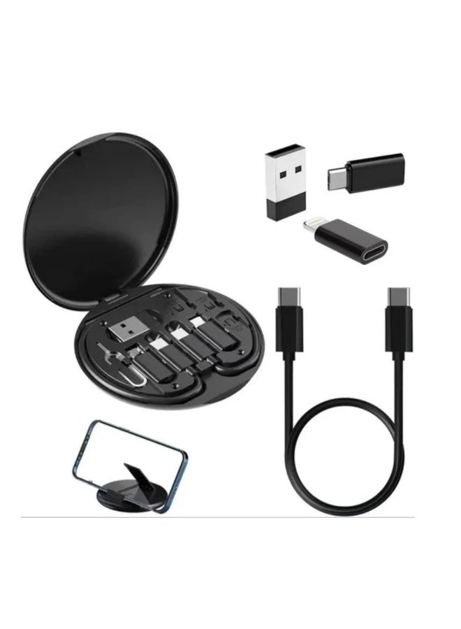 USB-C OTG Adapter & Multi Charging Cable Kit – All-in-One Converter Case with USB-C, Lightning, Micro USB & USB-A Adapters, Travel Storage Box – Black - Image 2
