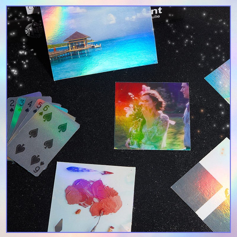 Clabby 36 Sheets Holographic Sticker Paper A4 Vinyl Holographic Laminate Sheets Self Adhesive Waterproof Transparent Film, 11.7 x 8.3 inches(Colorful) - Image 5