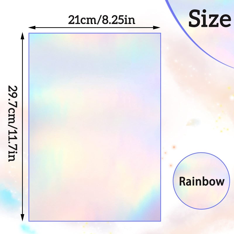Clabby 36 Sheets Holographic Sticker Paper A4 Vinyl Holographic Laminate Sheets Self Adhesive Waterproof Transparent Film, 11.7 x 8.3 inches(Colorful) - Image 2