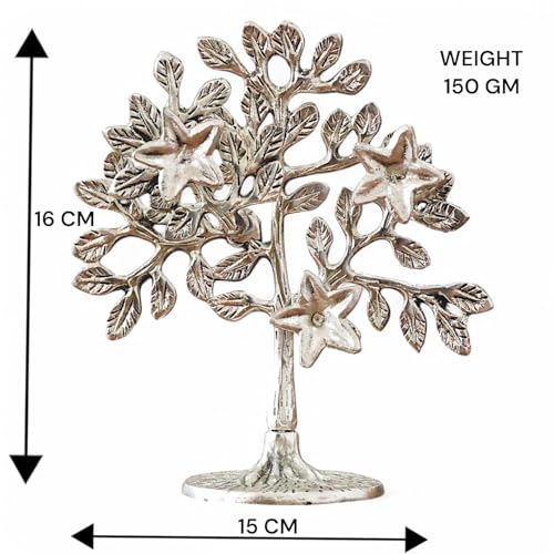 DreamKraft Kalpavriksha Tree Metal Showpiece Silver | Tree of Life Idol for Home Décor | Vastu & Feng Shui Good Luck Gift | Antique Finish Decorative Statue for Living Room, Office – 1 Piece - Image 5