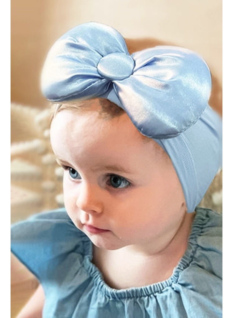 ربطة رأس زرقاء ناعمة للأطفال الرضع - طوق شعر فائق النعومة ومطاطي لحديثي الولادة 0-12 شهرًا (ملائمة بمقاس مريح - إكسسوار أنيق للرضع) - Image 1