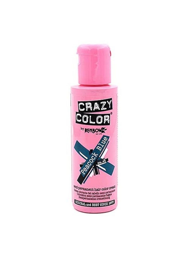 Crazy Color Semi Permanent Hair Colour, Peacock Blue 45, 100 ml - Image 1