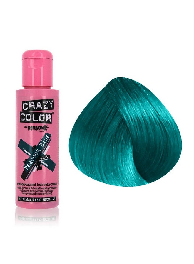 Crazy Color Semi Permanent Hair Colour, Peacock Blue 45, 100 ml - Image 4
