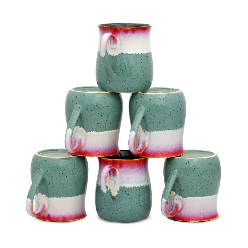Caffeine Ceramic Handmade Multicolor Studio Tea Cups Set of 6 - Image 1