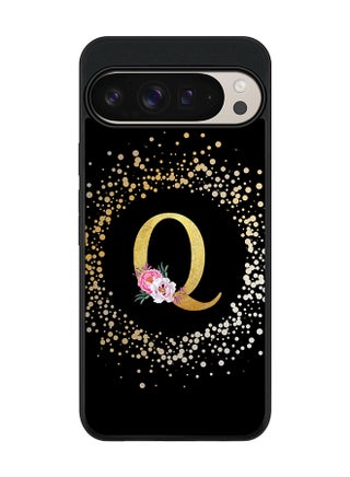 Custom Monogram Floral - Q ( Black )
