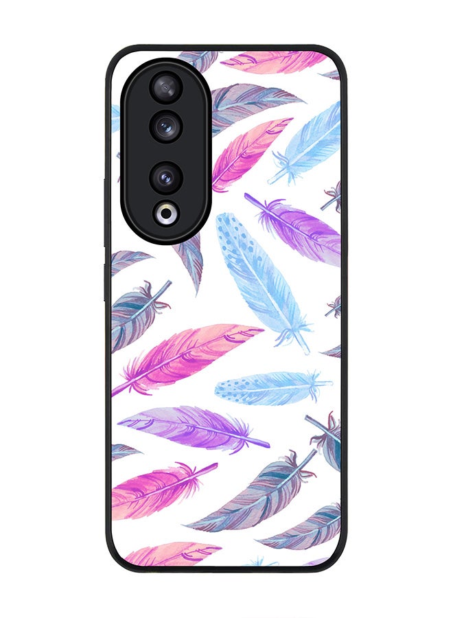 Stylizedd Rugged Black edge case for Honor 90 5G, Slim fit Soft Case Flexible Rubber Edges Anti Drop TPU Gel Thin Cover -  Feather Colors - Image 1