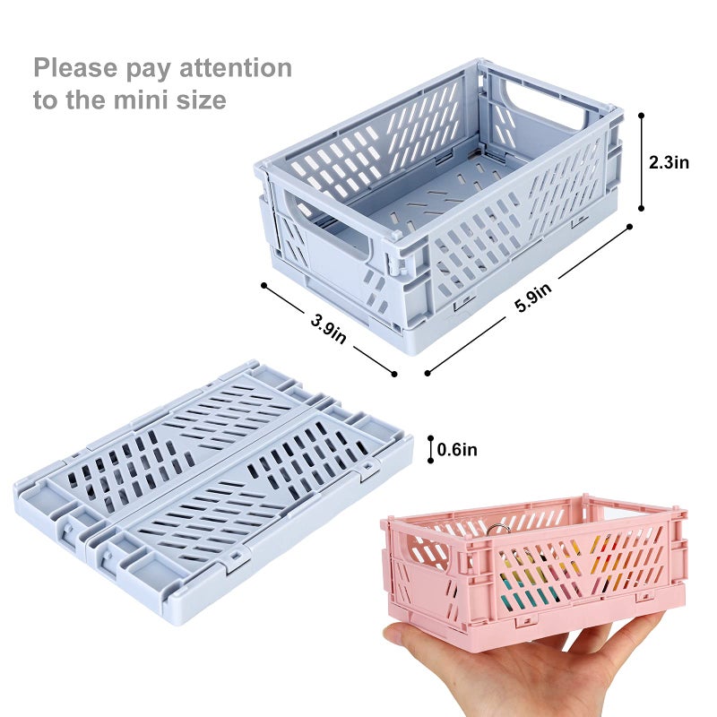 NASHRIO 4-Pack Mini Plastic Baskets for Shelf Storage Organizing, Durable and Reliable Folding Storage Crate, Ideal for Home Kitchen Classroom and Office Organization, Bathroom Storage (5.9 x 3.8 x 2.2) - Image 2