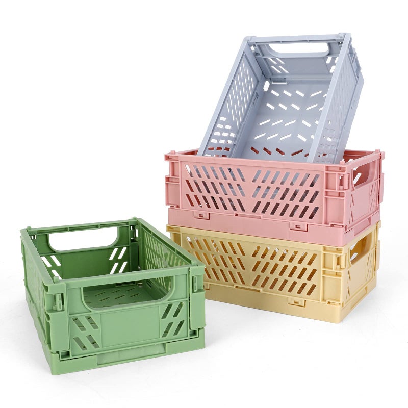 NASHRIO 4-Pack Mini Plastic Baskets for Shelf Storage Organizing, Durable and Reliable Folding Storage Crate, Ideal for Home Kitchen Classroom and Office Organization, Bathroom Storage (5.9 x 3.8 x 2.2) - Image 1