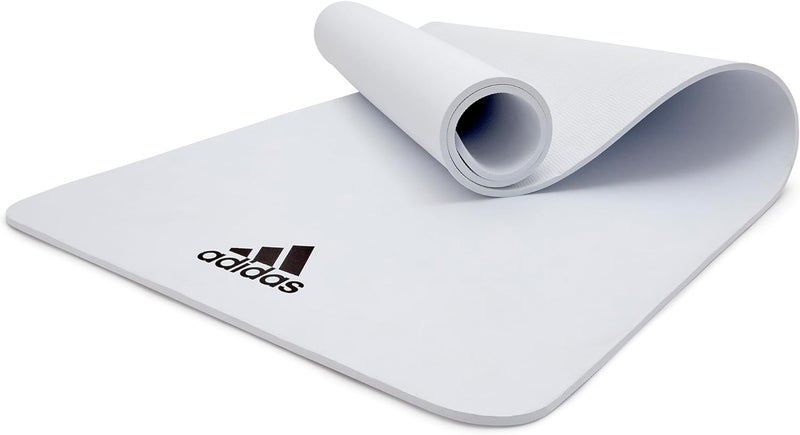 Adidas 8Mm Non-Slip Yoga Mat White Extra Cushion Mat For Yoga, Pilates & Home Exercise - Image 1