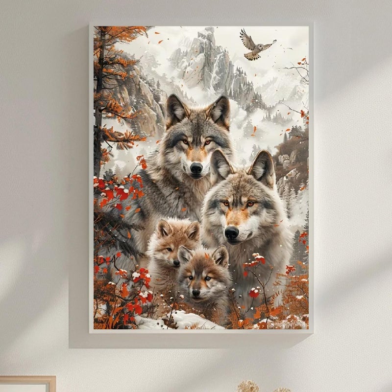 MOMDEDP Wolf Diamond Art Kits for Adults Animal Wolfs Family Diamond Painting Kits for Beginners 5D Forest Diamonds Painting Kit DIY Round Full Drill Gem Art Crafts Kit Wall Decor Gifts 12x16 inch - Image 2