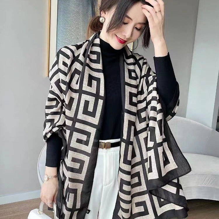 Chic Cotton-Linen Scarf Shawl for Women Ji Fan - Image 5