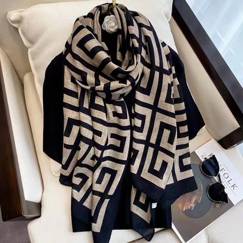 Chic Cotton-Linen Scarf Shawl for Women Ji Fan - Image 2