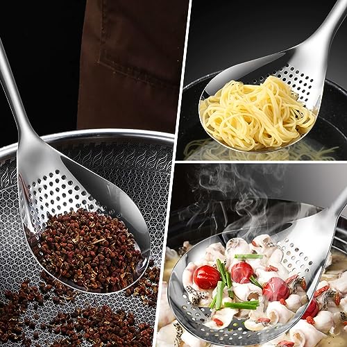 KAYCROWN Skimmer Slotted Spoon, 2 Pack Stainless Steel Pasta Spider Strainer Ladle for Frying and Cooking, Frying Strainer Spoon, Kitchen Cooking Skimmer Colander - Image 5