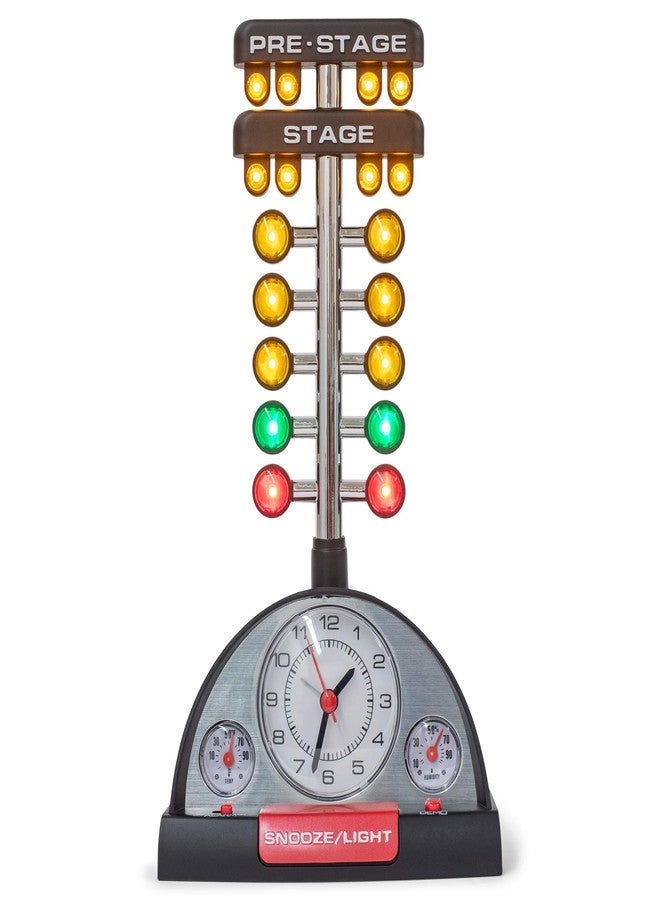 Mark Feldstein & Associates Drag Racing Christmas Tree Lighted Thermometer Sound Tabletop Alarm Clock - Image 1