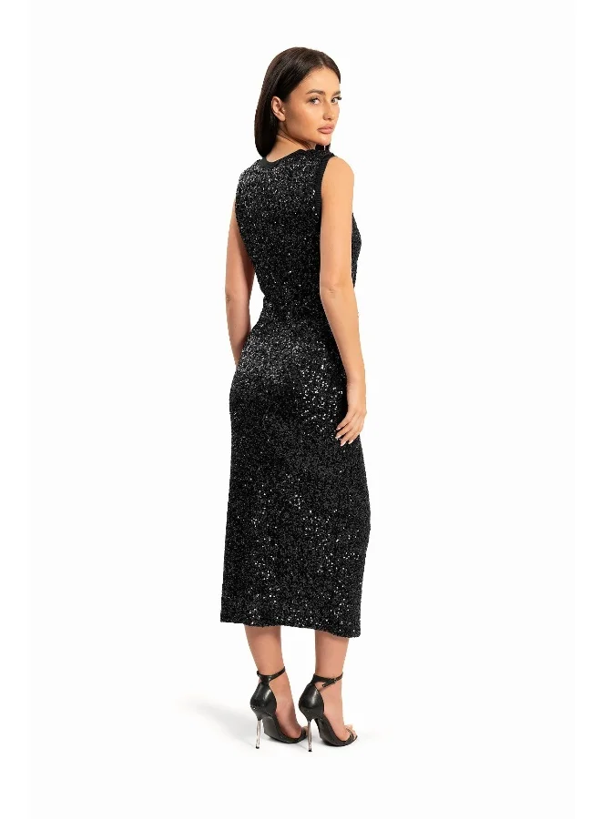Wecre8 Women Black Sequins Dress
