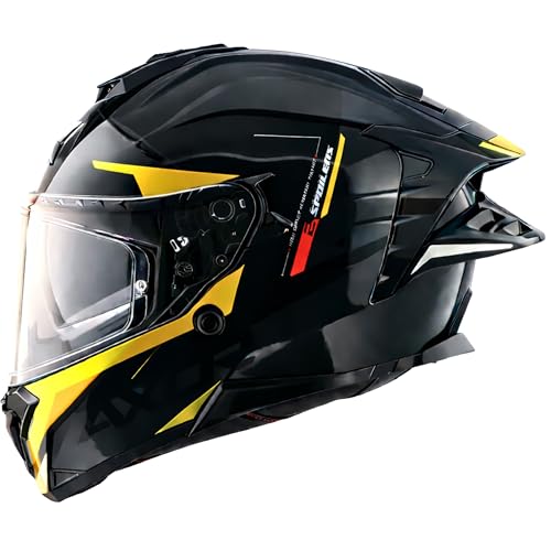 AXOR Brutale Kryptic Dual Spoiler Helmet – Aerodynamic Full Face Design | Certified (ISI, DOT, ECE) | Premium Safety & Comfort- Black Yellow, Size:XL - Image 1