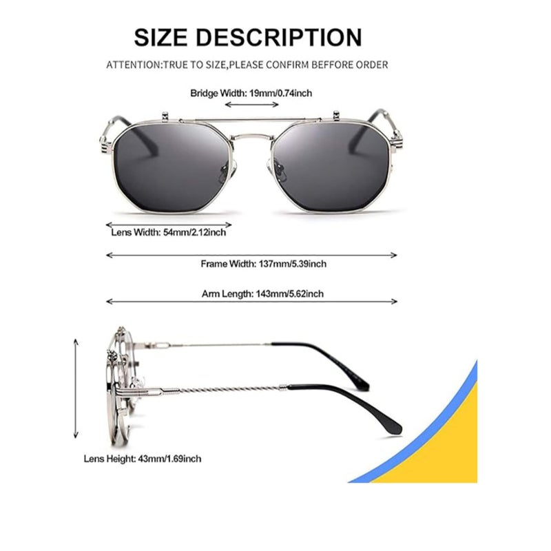 Zikra Fashion Polarized Sunglasses, Flip Up Sunglasses, Shades UV Protection Sun Glasses, Men Women Polarized Steampunk Flip Sunglasses with Double Lenses - Image 4